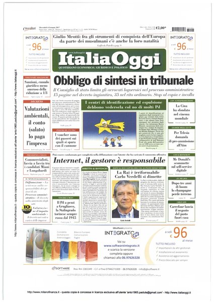 Italia oggi : quotidiano di economia finanza e politica